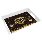 New Years Rectangular Melamine Tray W/Handles, 15.3 X 11.5", 2 Designs