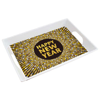 New Years Rectangular Melamine Tray W/Handles, 15.3 X 11.5", 2 Designs