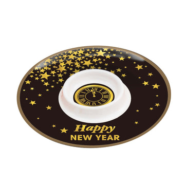12"D New Years Chip N Dip Tray, 2 Designs