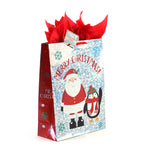 4Pk Medium Santa'S Friends Christmas Printed Hologram Bag, 4 Designs