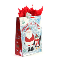 4Pk Medium Santa'S Friends Christmas Printed Hologram Bag, 4 Designs