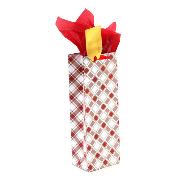 Bottle Plaid Joy Christmas Glitter/Hot Stamp Bag, 4 Designs
