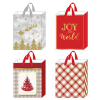 Extra Large Plaid Joy Glitter/Hot Stamp Bags, 4 Designs