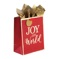 3Pk Large Plaid Joy Christmas Glitter/Hot Stamp Bag, 4 Designs