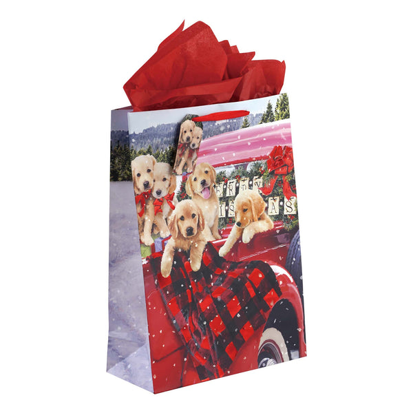 2Pk Extra Large Plaid Pets Christmas Glitter/Hot Stamp Bag, 4 Designs