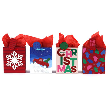 Medium Christmas Sparkles For You Glitter/Hot Stamp Gift Bag, 4 Designs