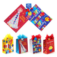 2Pk Extra Large Birthday Banquet Glitter Bag, 4 Designs