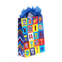 2Pk Extra Large Birthday Hooray! Hot Stamp/Glitter Bag, 4 Designs
