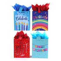 Large Birthday Best Gift Ever Bag, Hot Stamp/Glitter, 4 Designs