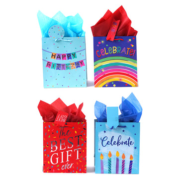 Medium Birthday Best Gift Ever Bag, Hot Stamp/Glitter, 4 Designs
