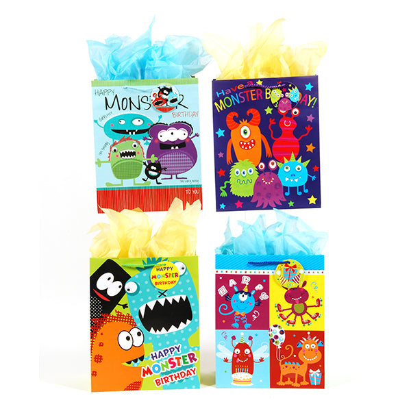 Large Monster Mash On Matte Gift Bag With Goggly Eyes, 4 Designs