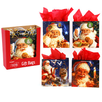 Square Large  Gifts For Santa On Matte With Glitter In Pdq, 4 Designs