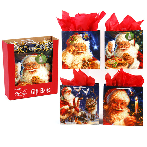 Square Large  Gifts For Santa On Matte With Glitter In Pdq, 4 Designs
