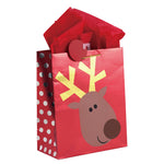 Christmas-Extra Large Reindeer Holiday Metallic Bag, 4 Designs