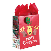 Christmas-Extra Large Reindeer Holiday Metallic Bag, 4 Designs