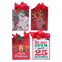 Christmas-Extra Large Reindeer Holiday Metallic Bag, 4 Designs