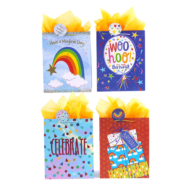 Extra Large Birthday Rainbows Glitter Bag, 4 Designs