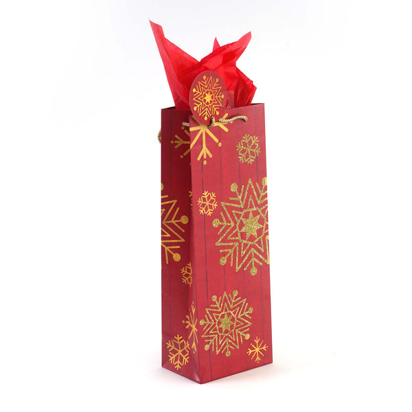 Bottle Christmas Woodgrain Glitter Bag, 4 Designs