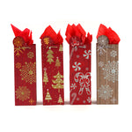 Bottle Christmas Woodgrain Glitter Bag, 4 Designs