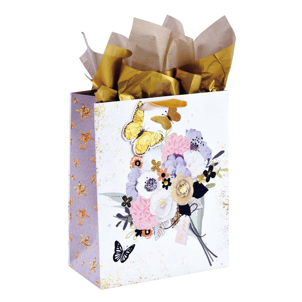 Large Cupcakes & Flowers Party Glitter/Hot Stamp Premium Plus Bag, 4 Designs