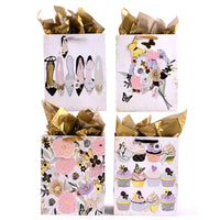 Large Cupcakes & Flowers Party Glitter/Hot Stamp Premium Plus Bag, 4 Designs