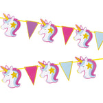 6Ft Triangle Unicorn Banner With Glitter