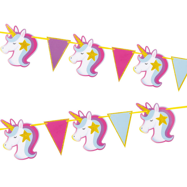 6Ft Triangle Unicorn Banner With Glitter