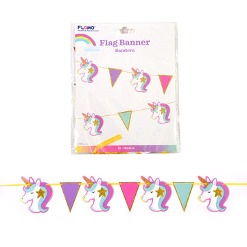 6Ft Triangle Unicorn Banner With Glitter