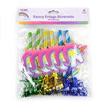 6Pcs Blowouts With Unicorn Icon And Fancy Fringe, 3 Colors Assorted