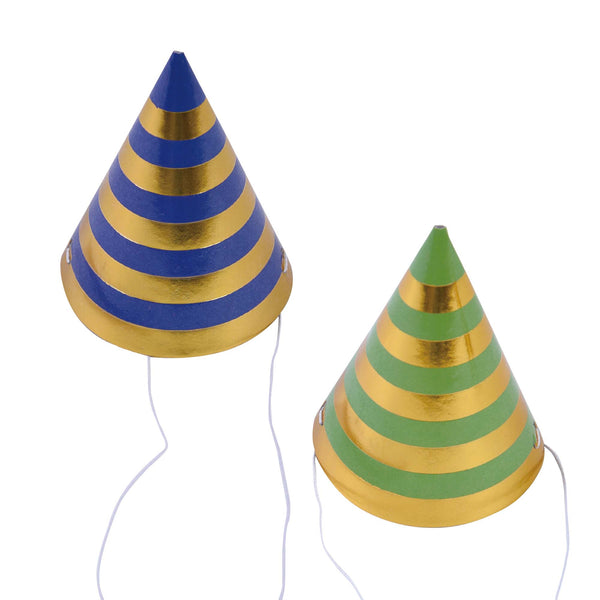 8Pk 3" Brights Stripe Mini Hat With Hot Stamp