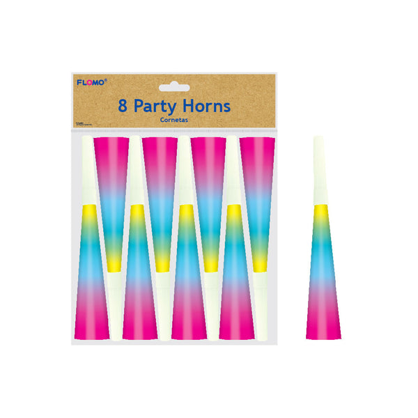 8Pk 7" Rainbow Horns