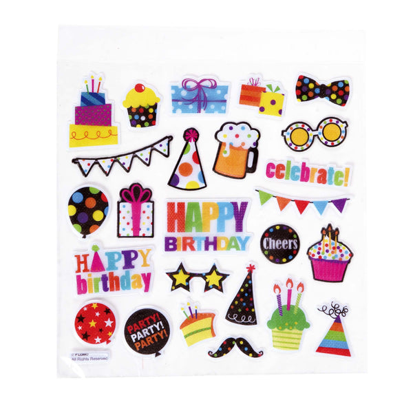 150Ct Happy Birthday Confetti  Printed Stickers