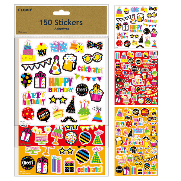 150Ct Happy Birthday Confetti  Printed Stickers
