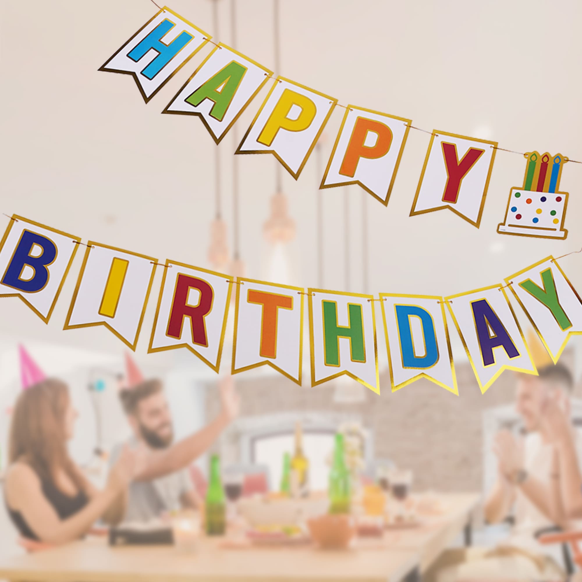 2 banner compleanno – happy birthday banner, candy, hat | Vettoriali
