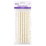 16Pk Gold Metallic Dot Paper Party Straws 