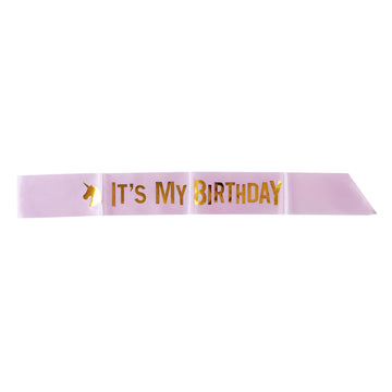 Unicorn Birthday Sash 62.5"L X 3.75"W Gold Hot Stamping