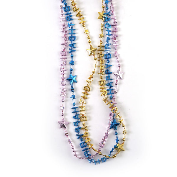 3Ct 30" L Happy Birthday Necklace, 3 Colors  Assorted
