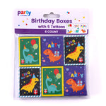 6Pcs Happy Birthday Dinosaur Party Tattoos W/5 Tattoos Per Box