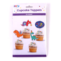 12Ct Dinosaur Party Cupcake Topper With Hot Stamp, 4 Designs Assorted