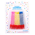 1.75"H 20Pack Striped Birthday Candles With Base, 3 Colors Assorted