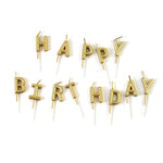 3.1" Happy Birthday Pick Candles, Gold Metallic