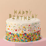 3.1" Happy Birthday Pick Candles, Gold Metallic