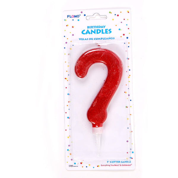 5" 1Pk Birthday Candle -Numerical "?"-  Red