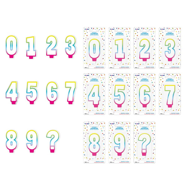 3" 1Pk Birthday Candles -Ombre Number Assortment