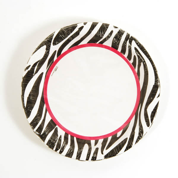 7" Zebra Printed Plates, 8Pcs/Pack