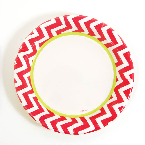 9" Chevron Printed Plates, 8Pcs/Pack