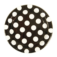9" Black/White Dots Plate, 8Pcs/Pack