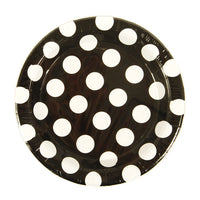 9" Black/White Dots Plate, 8Pcs/Pack