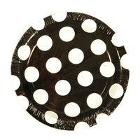7" Black/White Dots Printed Plates, 8Pcs/Pack