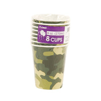 9Oz Camo Printed Cups, 8Pcs/Pack